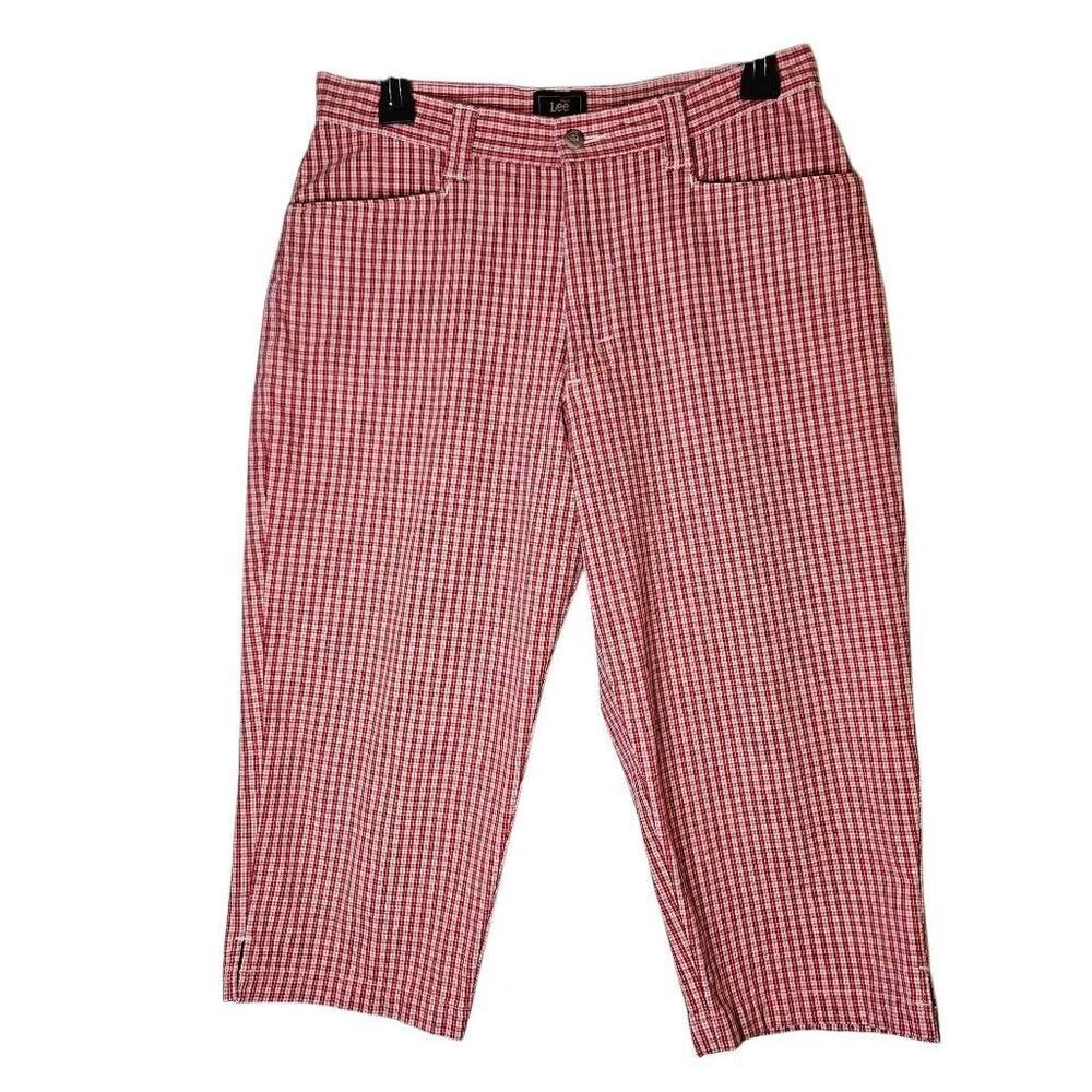 Lee red gingham retro capri. Size 10P. #972